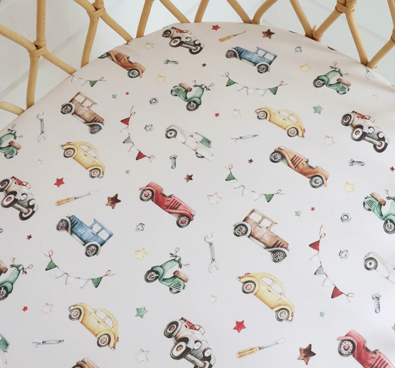 Fitted Bassinet Sheet/Change Pad Cover - Vintage Cars