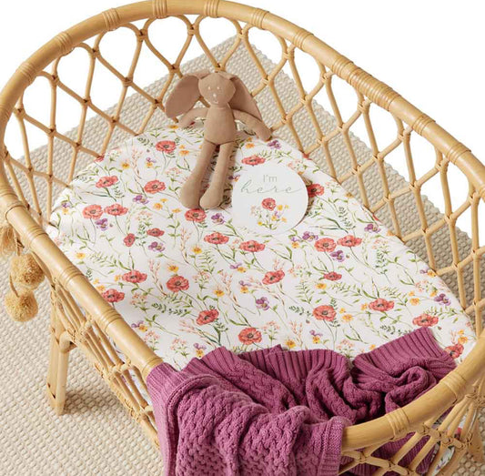 Snuggle Hunny Fitted Bassinet Sheet / Change Pad Cover - Meadow