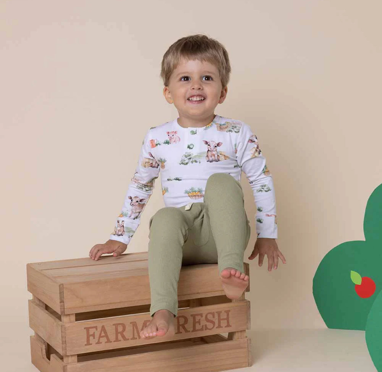 Long Sleeve Organic Bodysuit - Farm