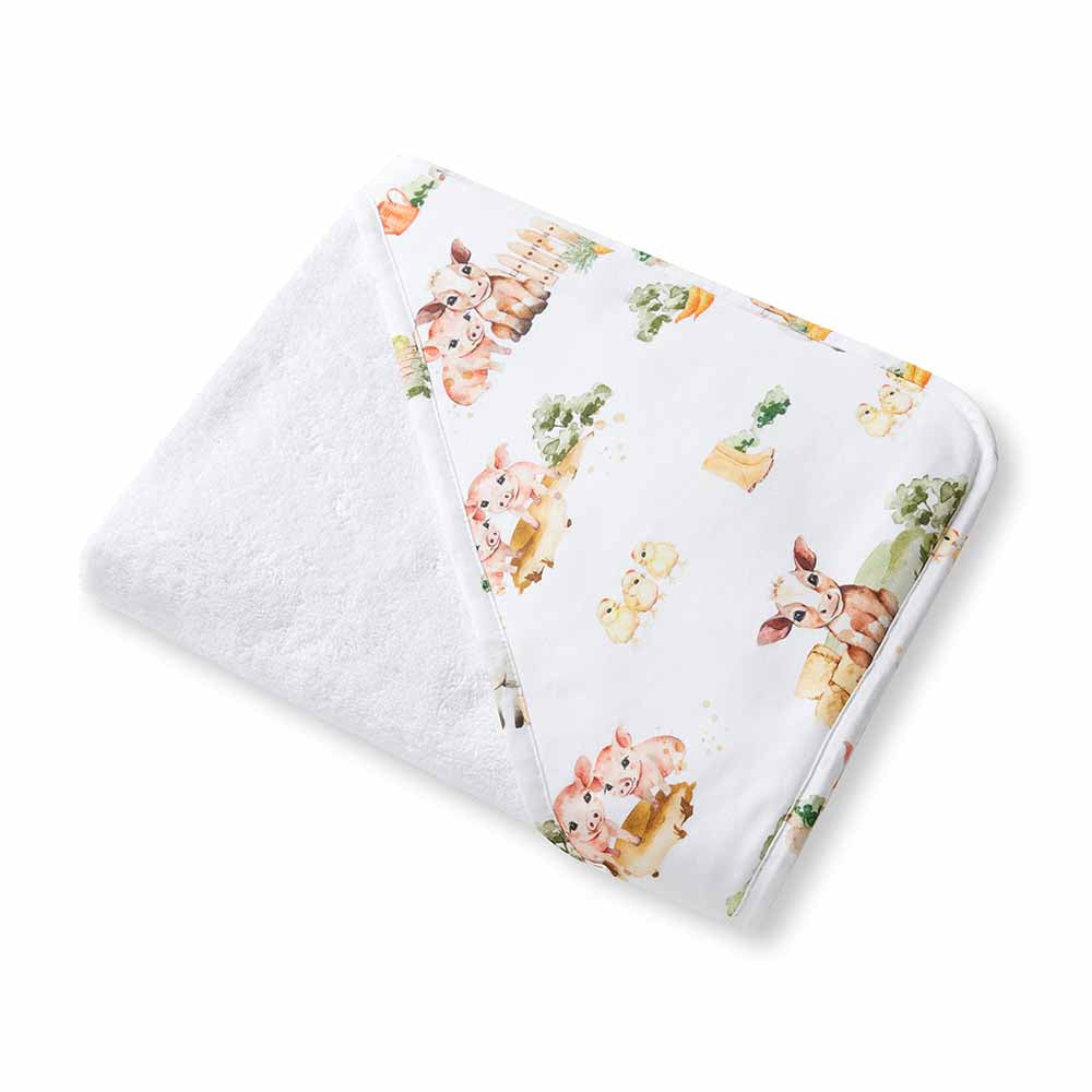 Organic Baby Hooded Towel - Farm