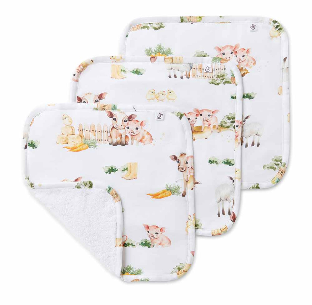 Organic 3 Pack Wash Cloths - Farm