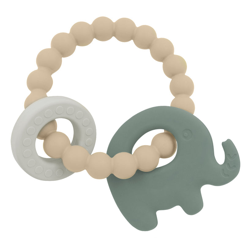 Silicone Elephant Teether Ring - Sage