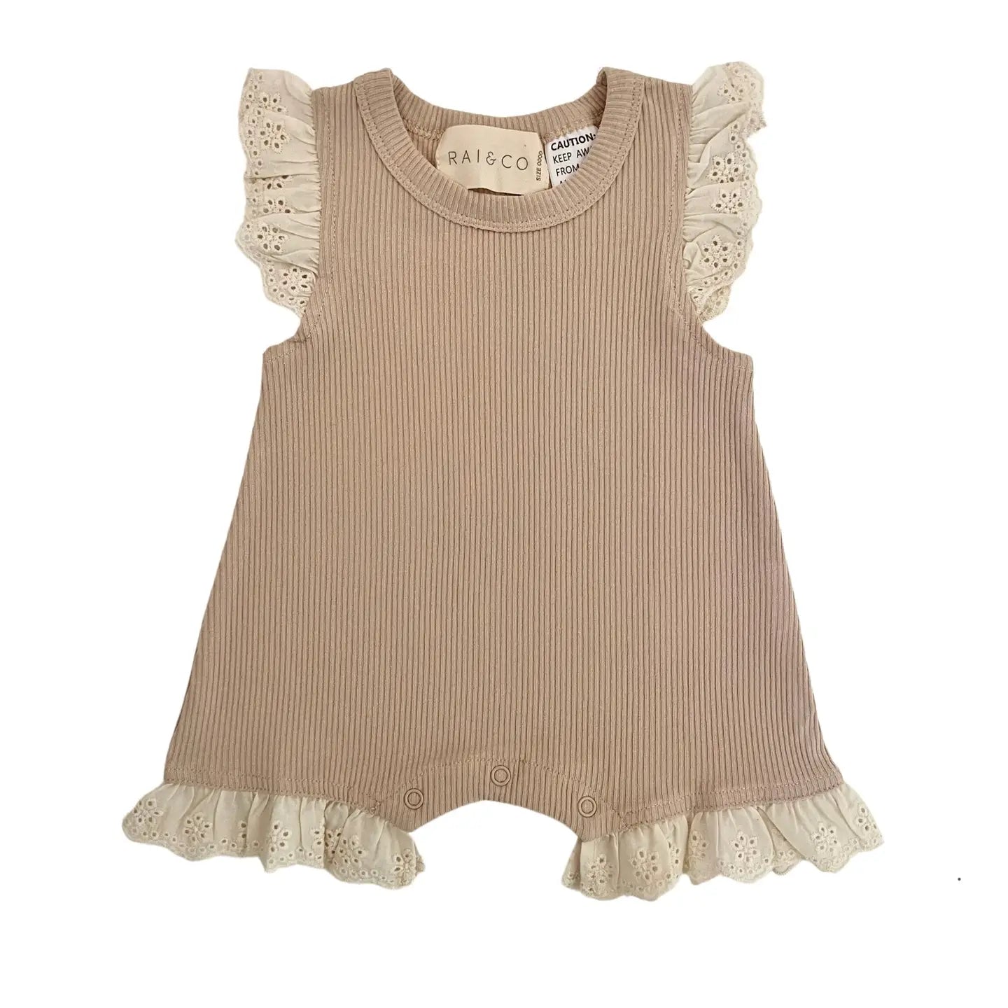 Ribbed Lace Frill Romper