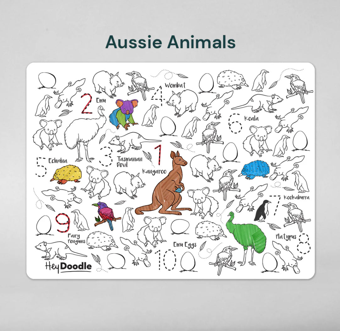 Reusable Silicone Drawing Mat - Aussie Animals