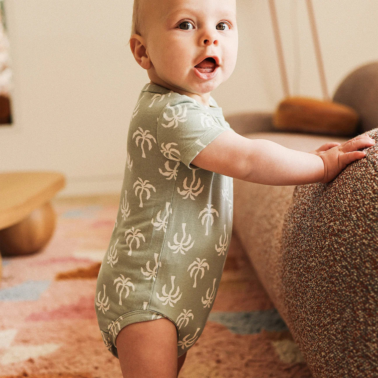 Comfy Short Sleeve Bodysuit - Palm Tree