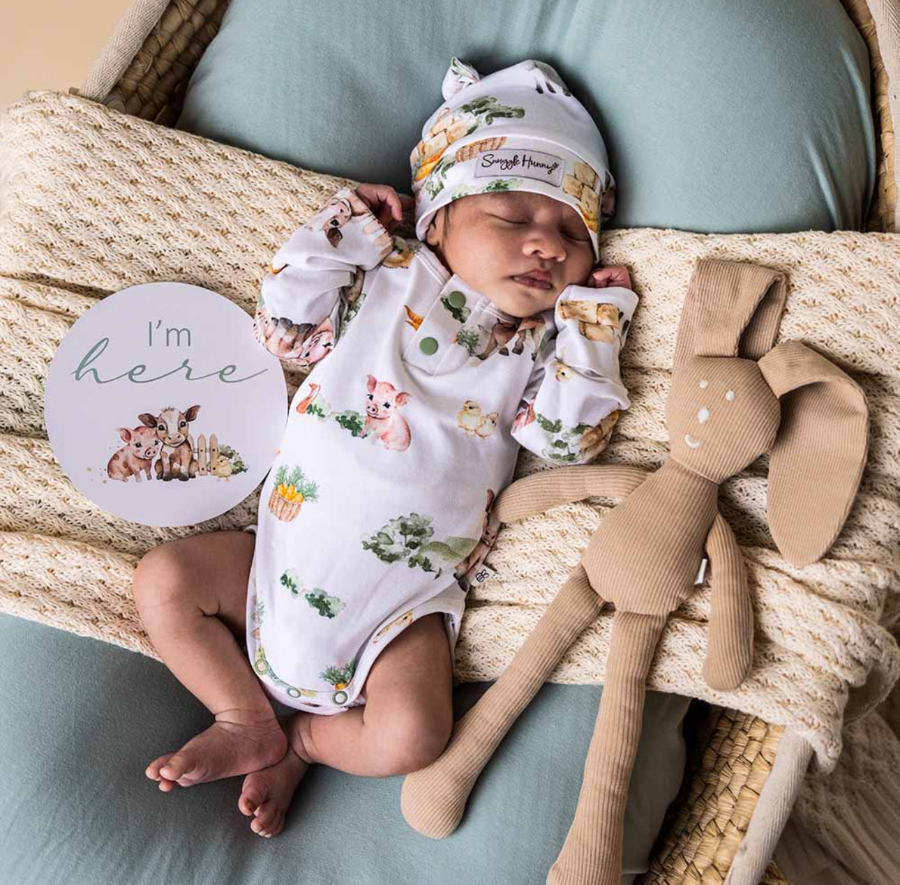 Long Sleeve Organic Bodysuit - Farm