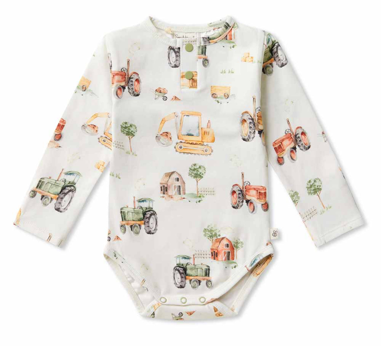 Diggers & Tractors Long Sleeve Organic Bodysuit