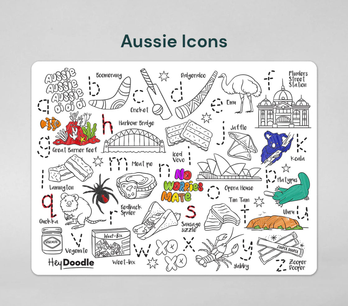Reusable Silicone Drawing Mat - Aussie Icons