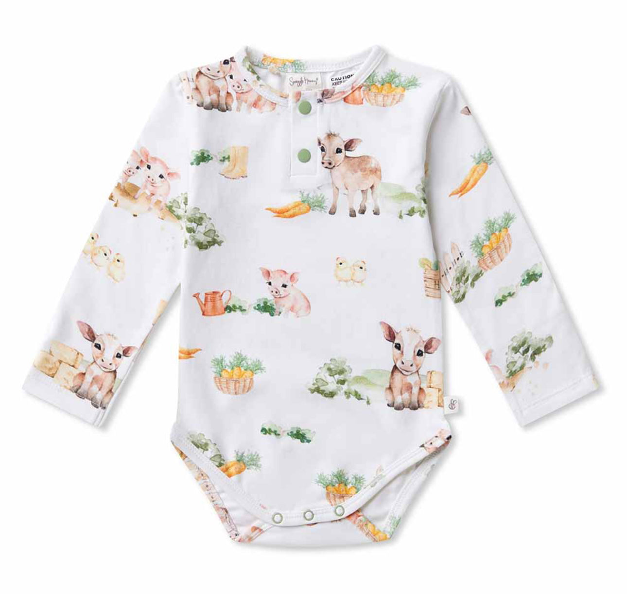 Long Sleeve Organic Bodysuit - Farm
