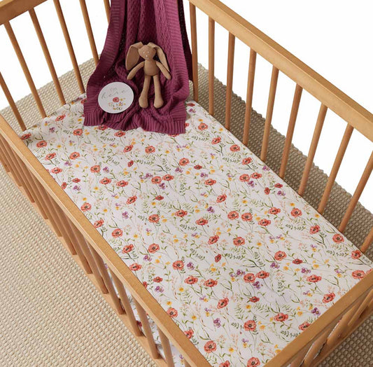 Snuggle Hunny Fitted Cot Sheet - Meadow