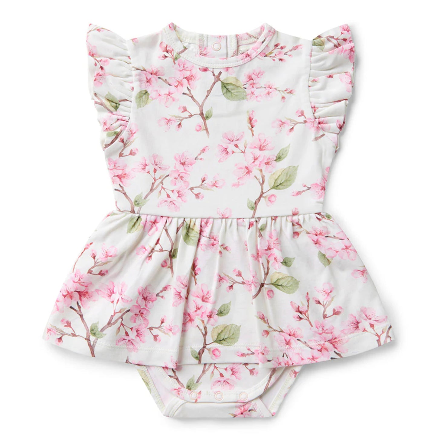 Short Sleeve Organic Dress - Cherry Blossom