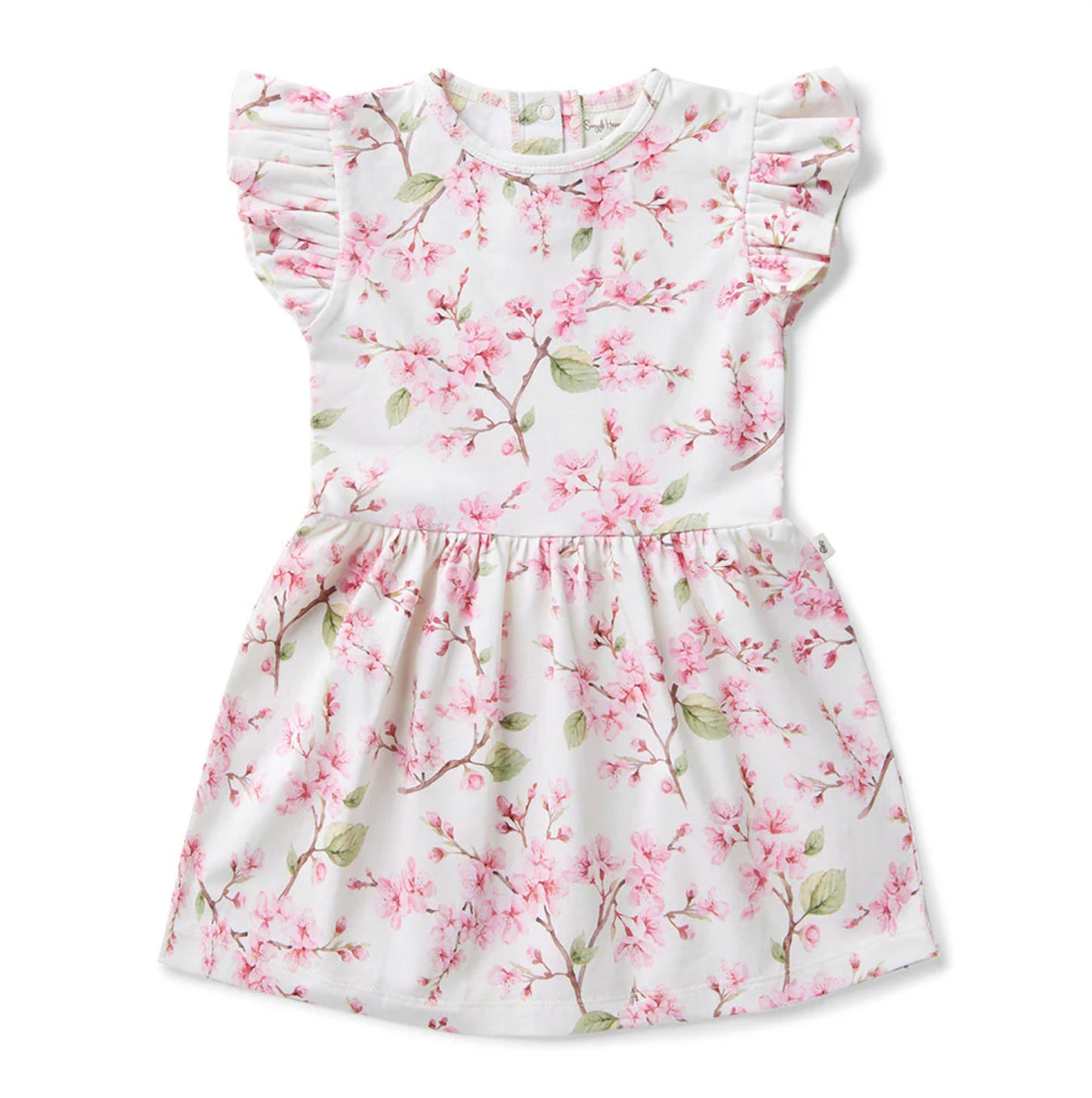 Short Sleeve Organic Dress - Cherry Blossom