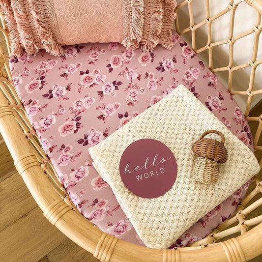 Snuggle Hunny Fitted Bassinet Sheet/Change Pad Cover - Blossom