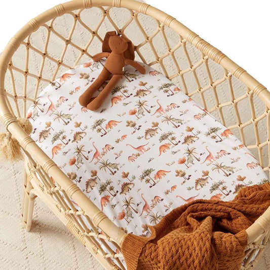 Snuggle Hunny Fitted Bassinet Sheet/Change Pad Cover - Dino