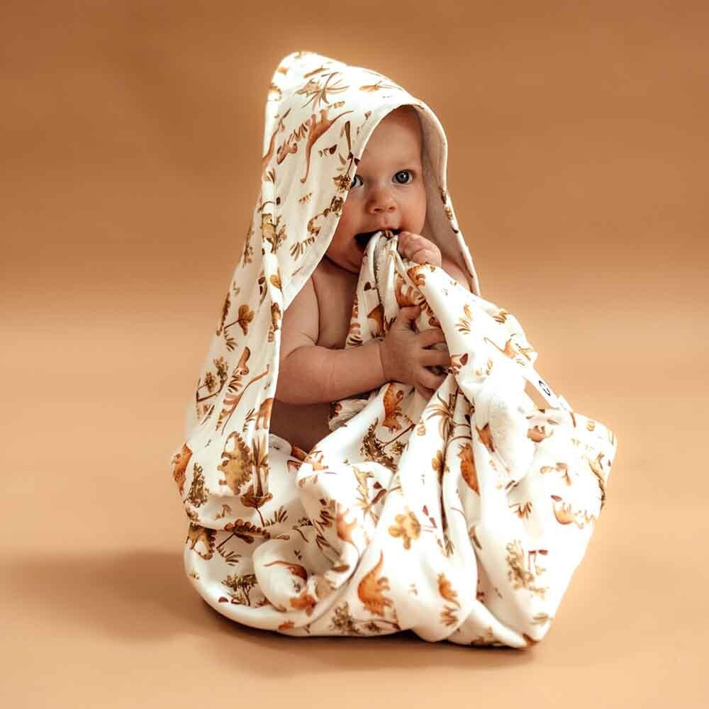 Organic Baby Hooded Towel - Dino
