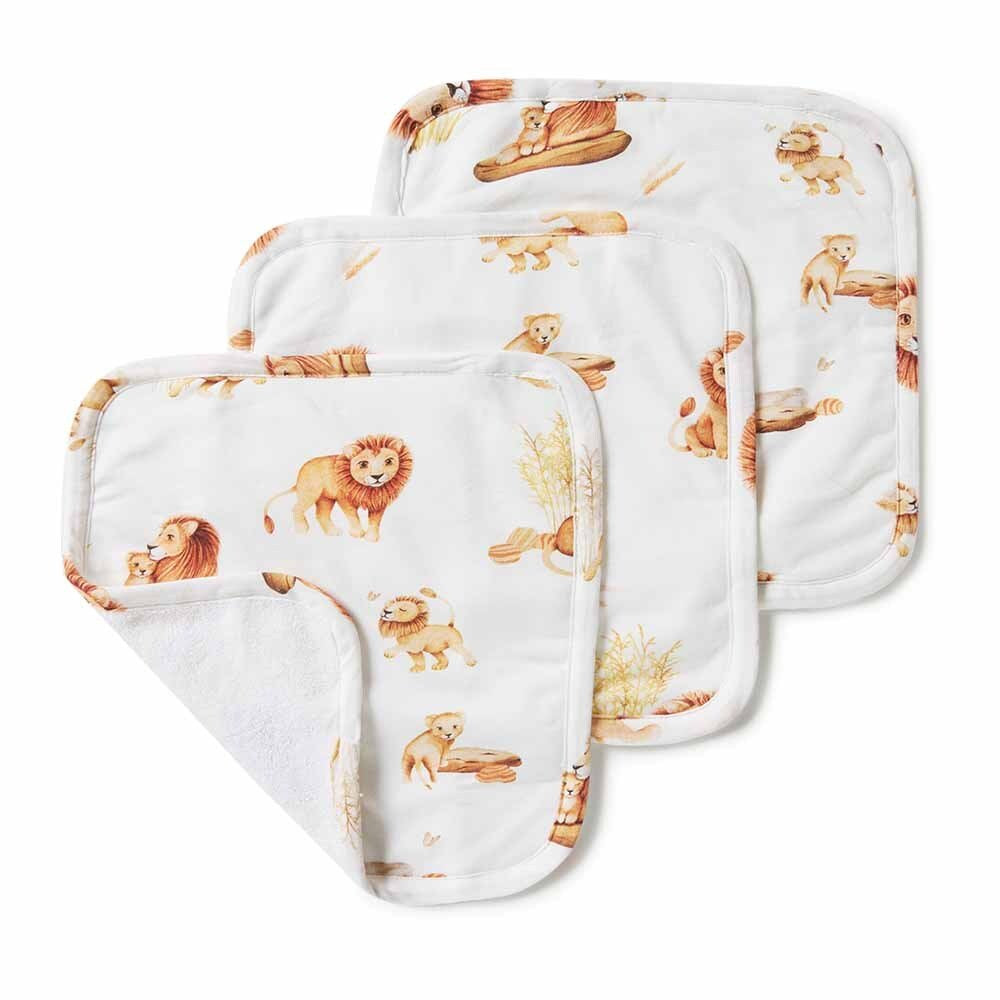 Organic 3 Pack Wash Cloths - Lion