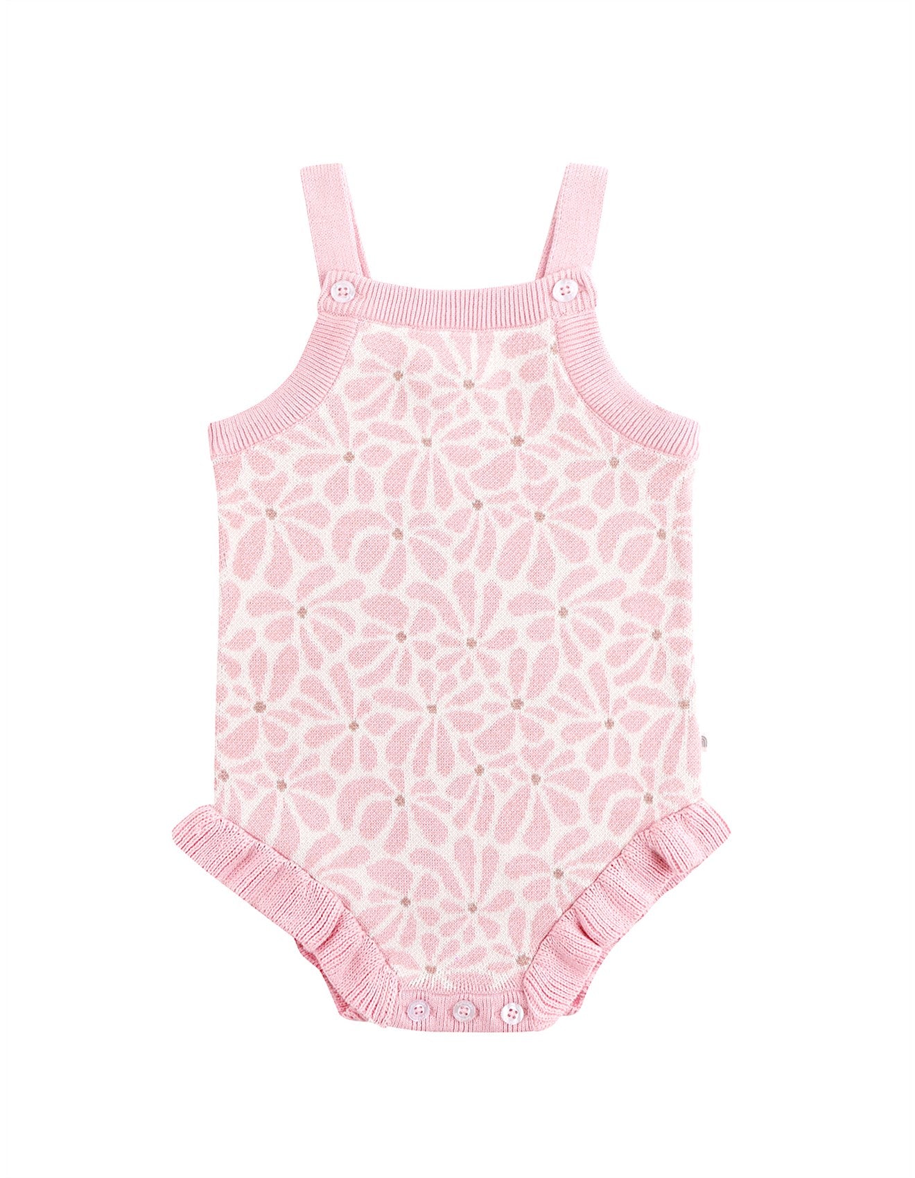 Jacquard Knit Frill Romper - Hibiscus