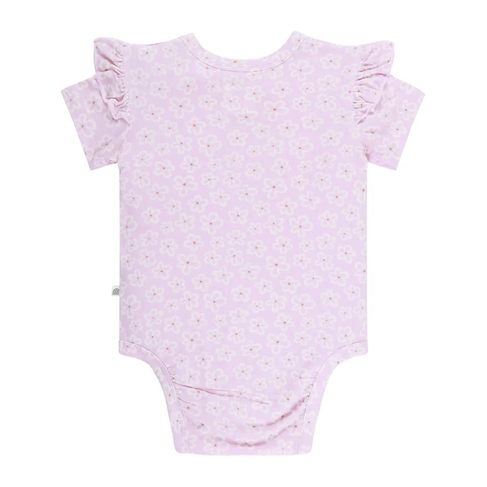 Comfy Short Sleeve Frill Bodysuit - Frangipani