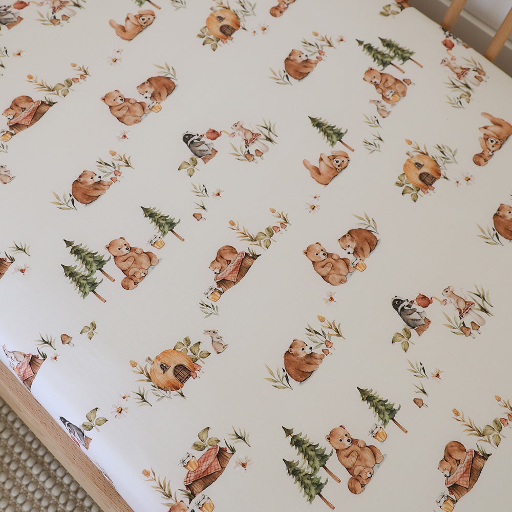 Organic Fitted Cot Sheet - Bears
