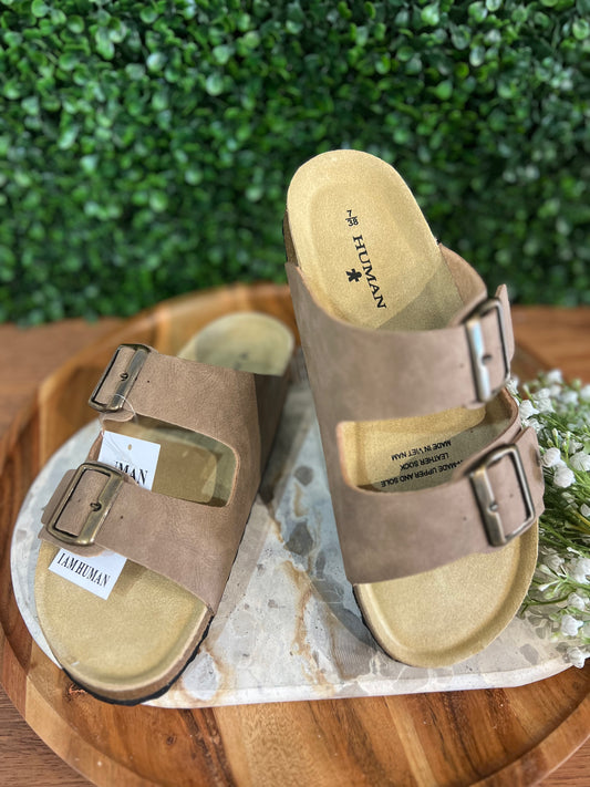 Human Ibiza Slides - Taupe