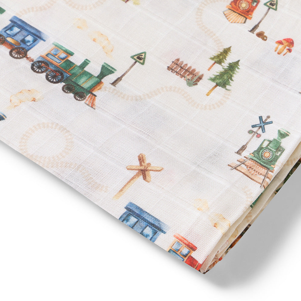 Organic Cotton Muslin Wrap - Vintage Cars