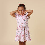 Organic short Sleeve Dress - Birds & Blooms