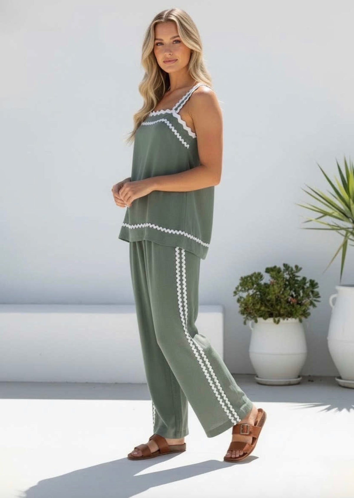Ziggy Linen Set - Khaki