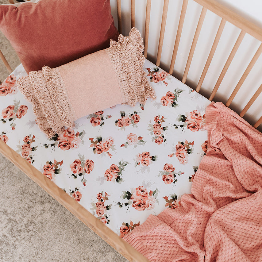 Fitted Cot Sheet Rosebud - Main Image