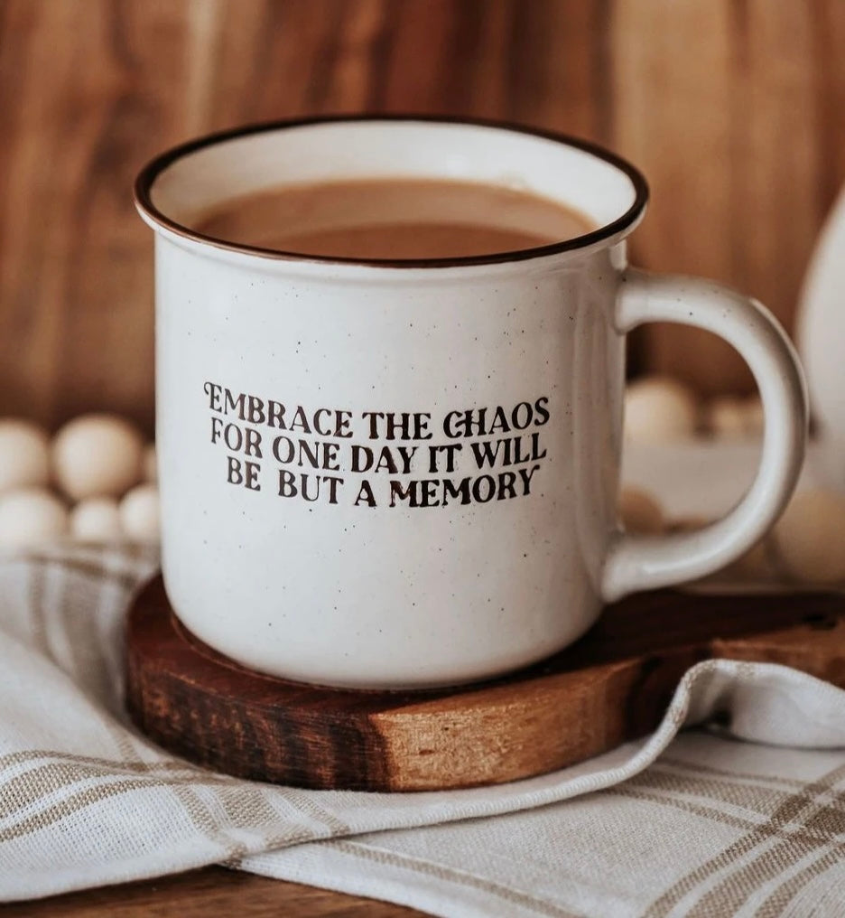 Embrace The Chaos Speckle Mug 