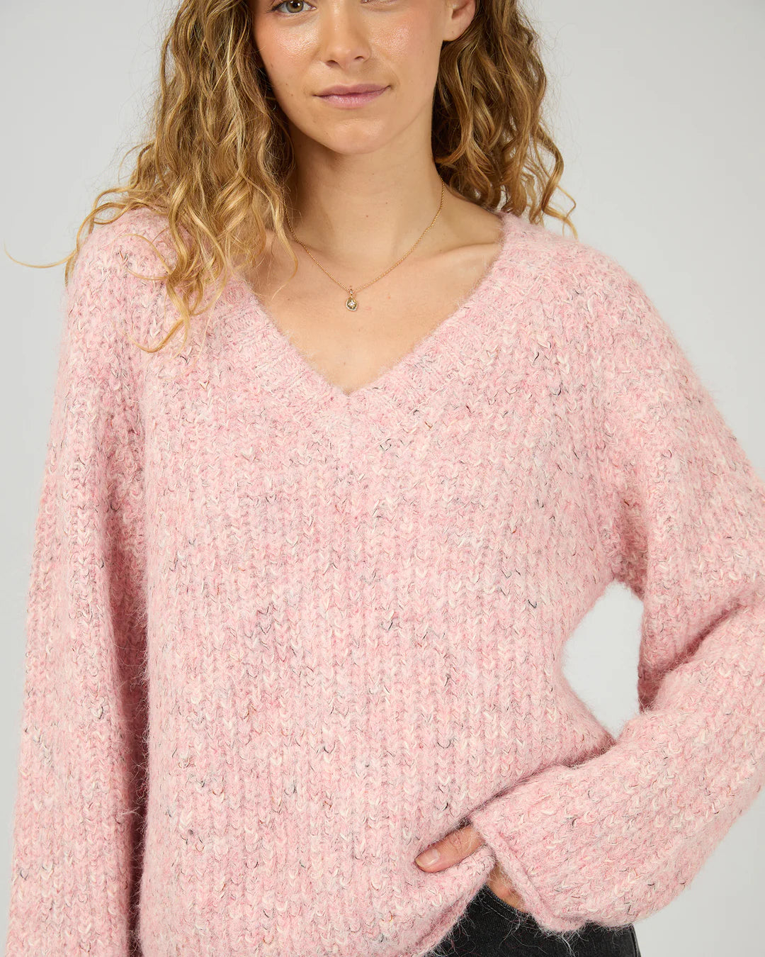 Devon V Neck Knit - Pink