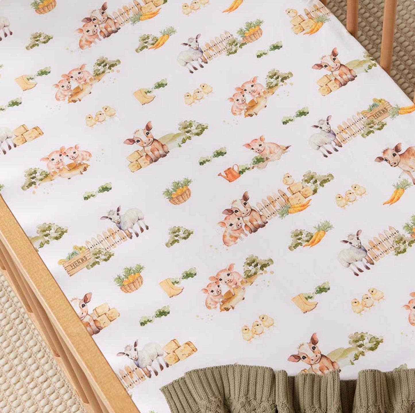 Fitted Cot Sheet - Farm