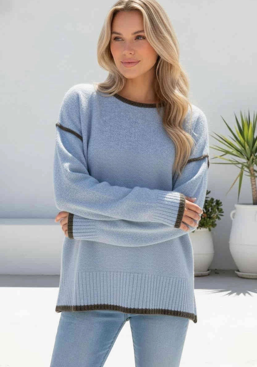 Meadow Knit - Blue/Choc