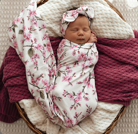 Wrap & Topknot Set - Cherry Blossom