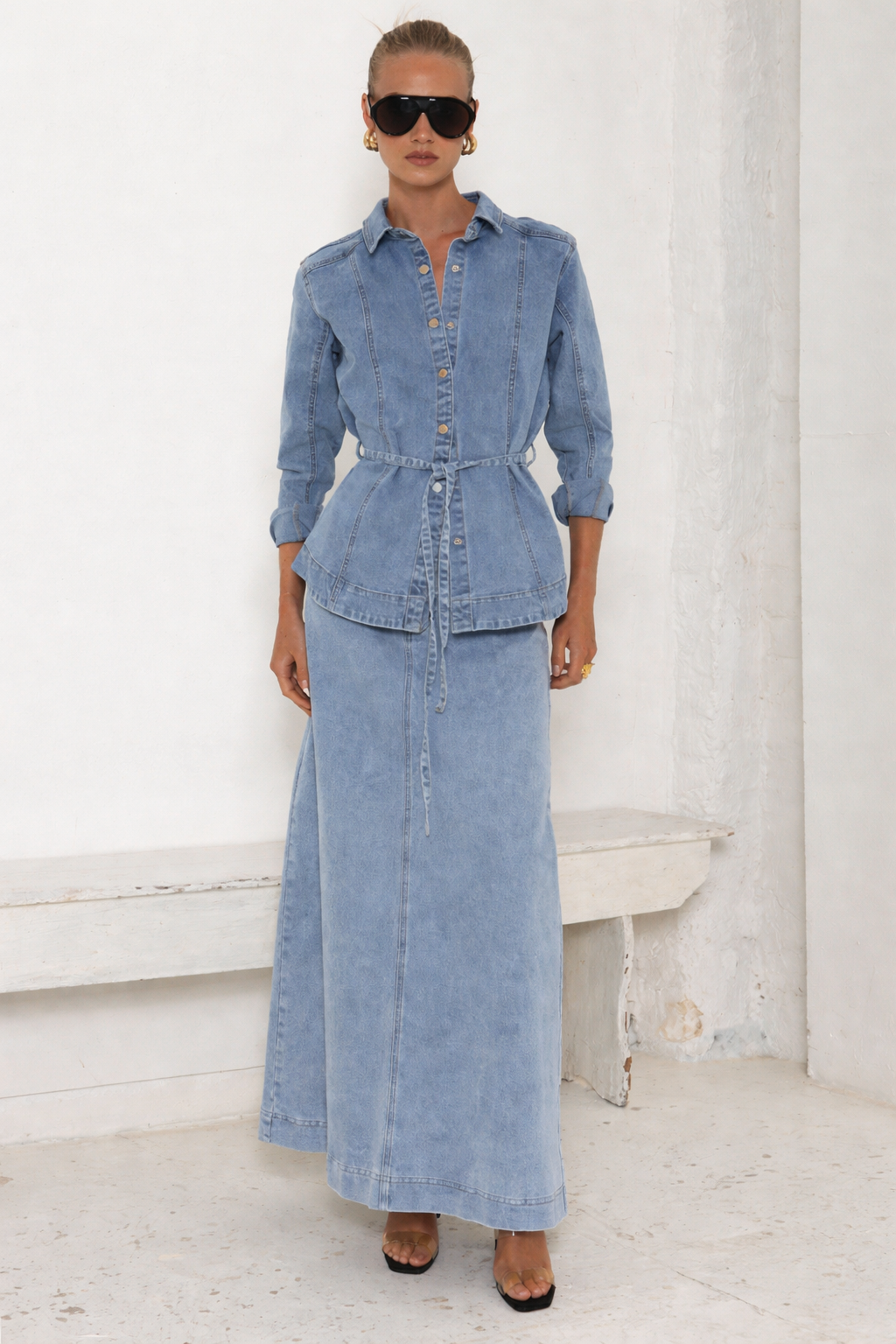 Airforce Blue Maxi Skirt