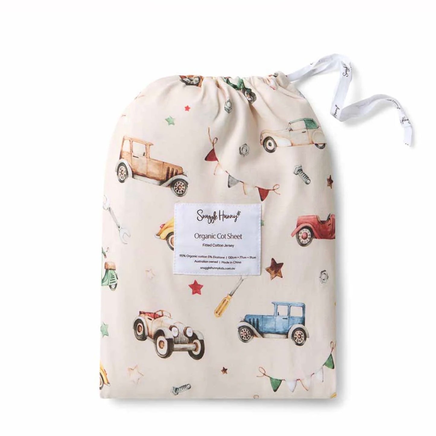 Fitted Cot Sheet - Vintage Cars