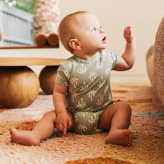 Comfy Short Sleeve Bodysuit - Palm Tree