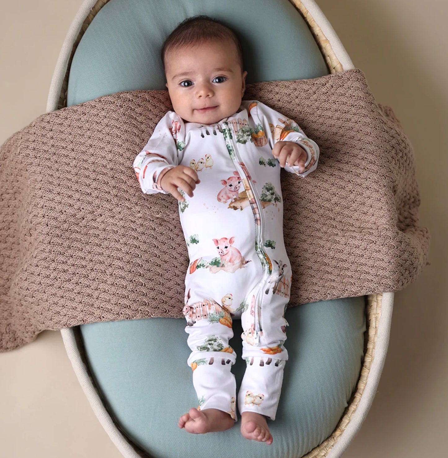 Organic Snugglesuit Convertible Romper - Farm