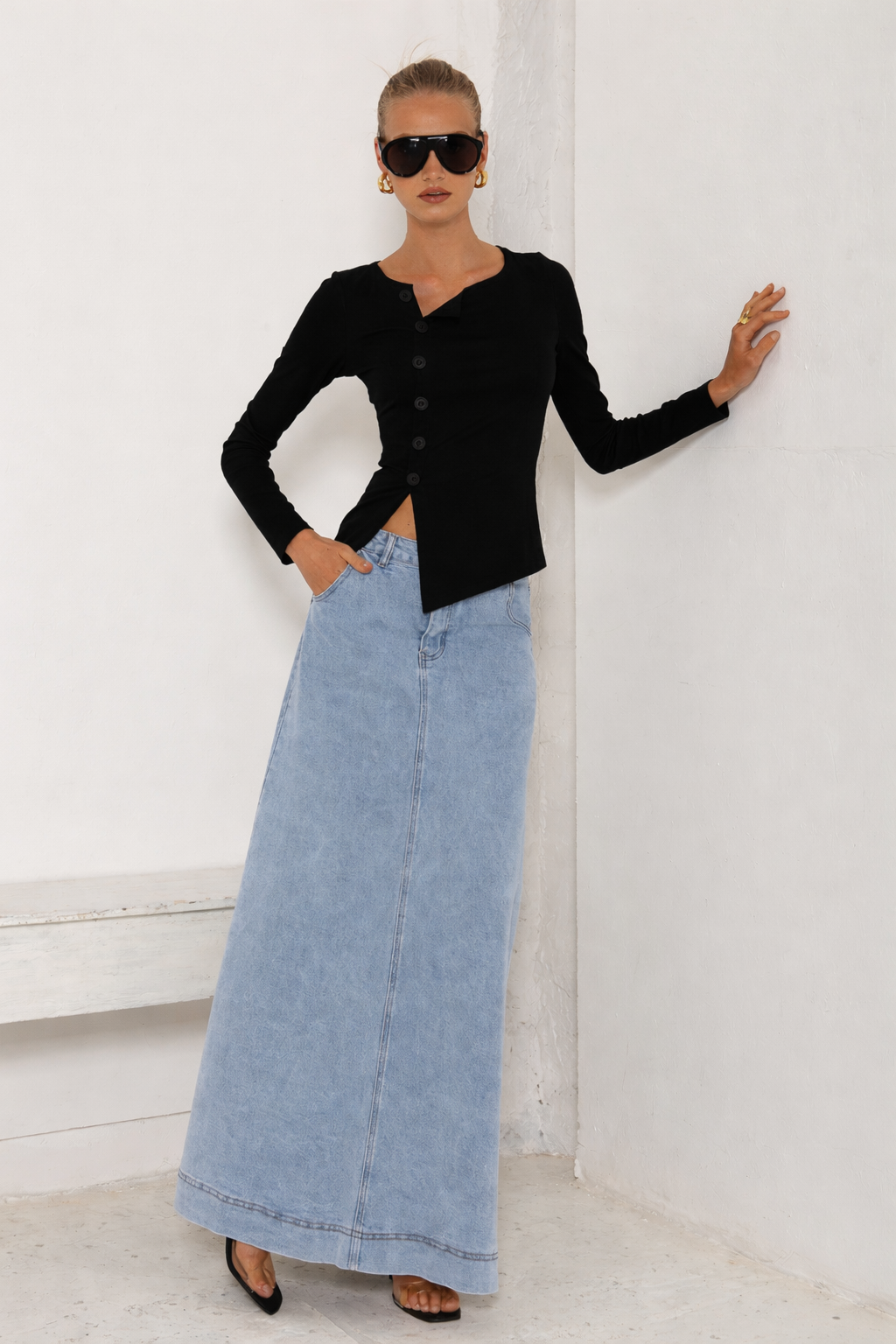 Airforce Blue Maxi Skirt