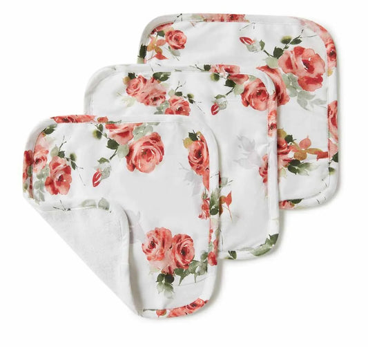 Organic 3 Pack Wash Cloths - Rosebud