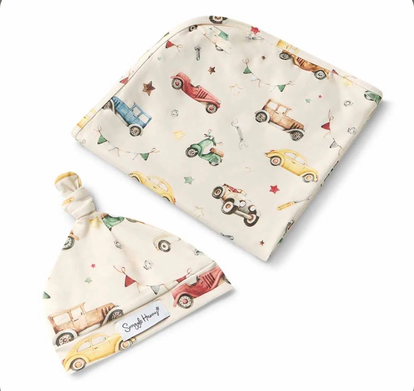 Wrap & Beanie Set - Vintage Cars