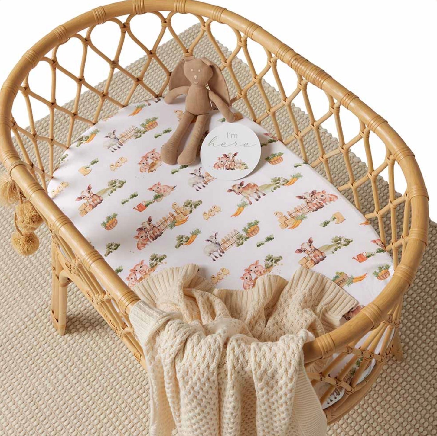 Fitted Bassinet Sheet / Change Pad Cover - Farm