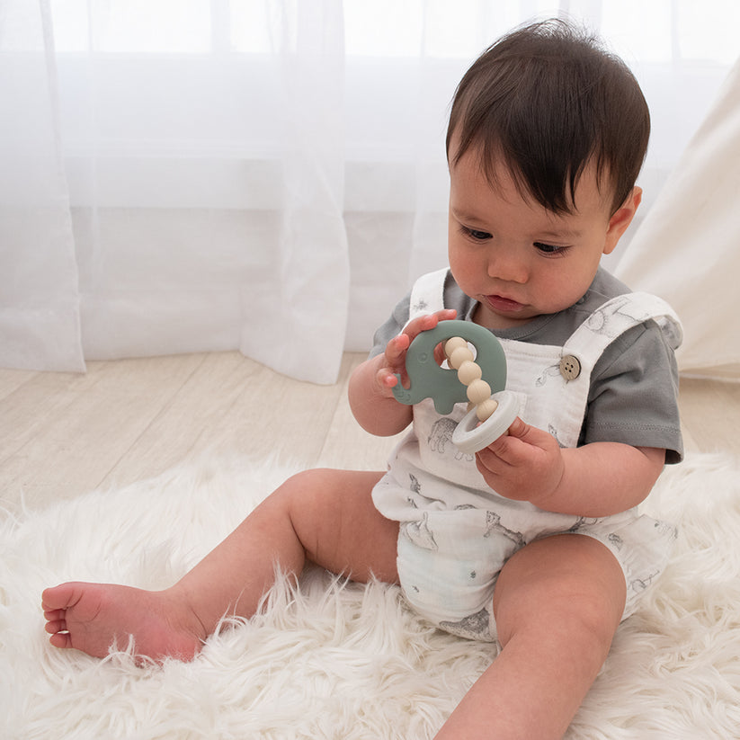Silicone Elephant Teether Ring - Sage