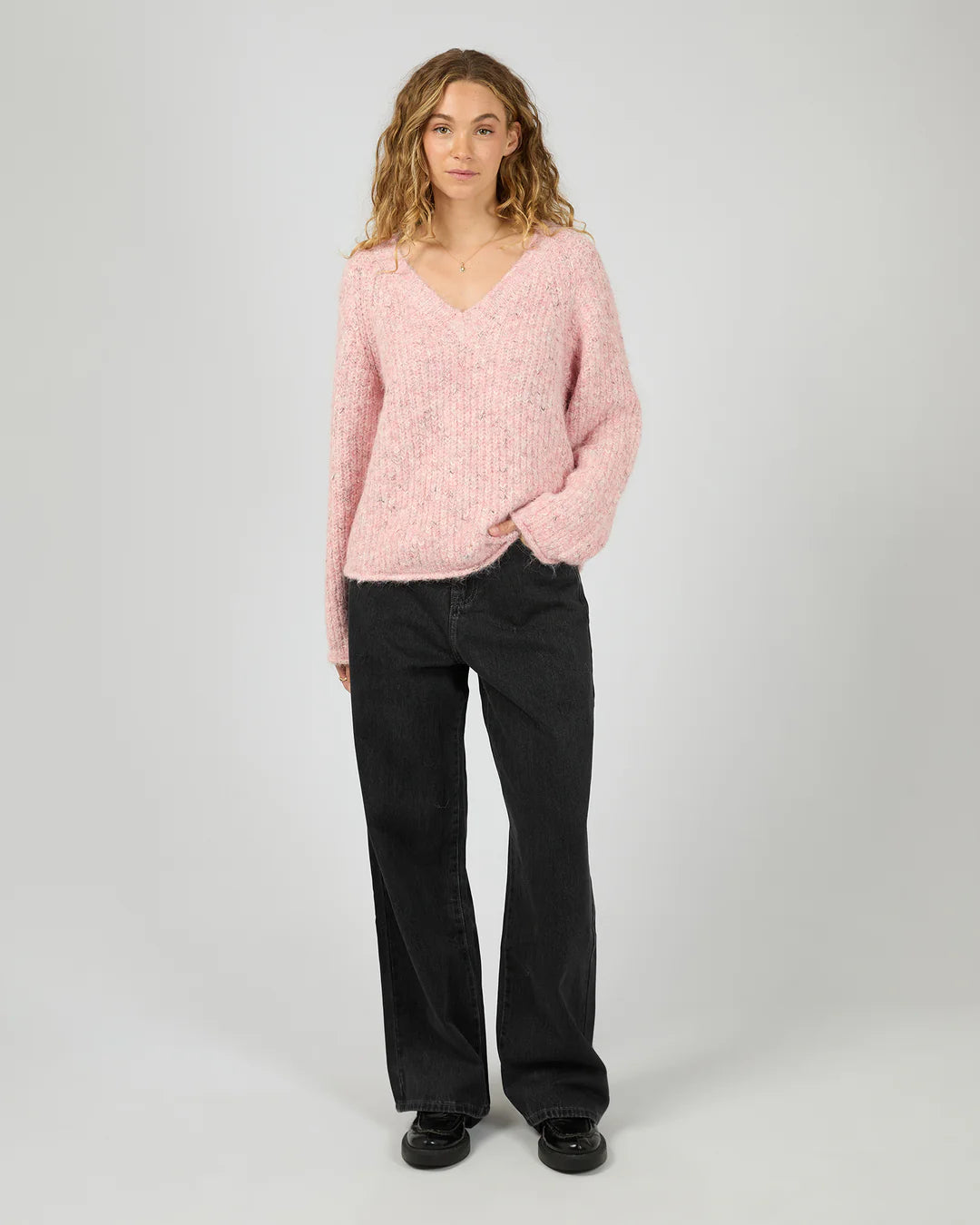 Devon V Neck Knit - Pink