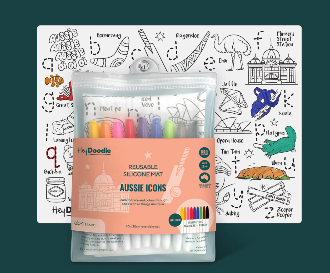 Reusable Silicone Drawing Mat - Aussie Icons