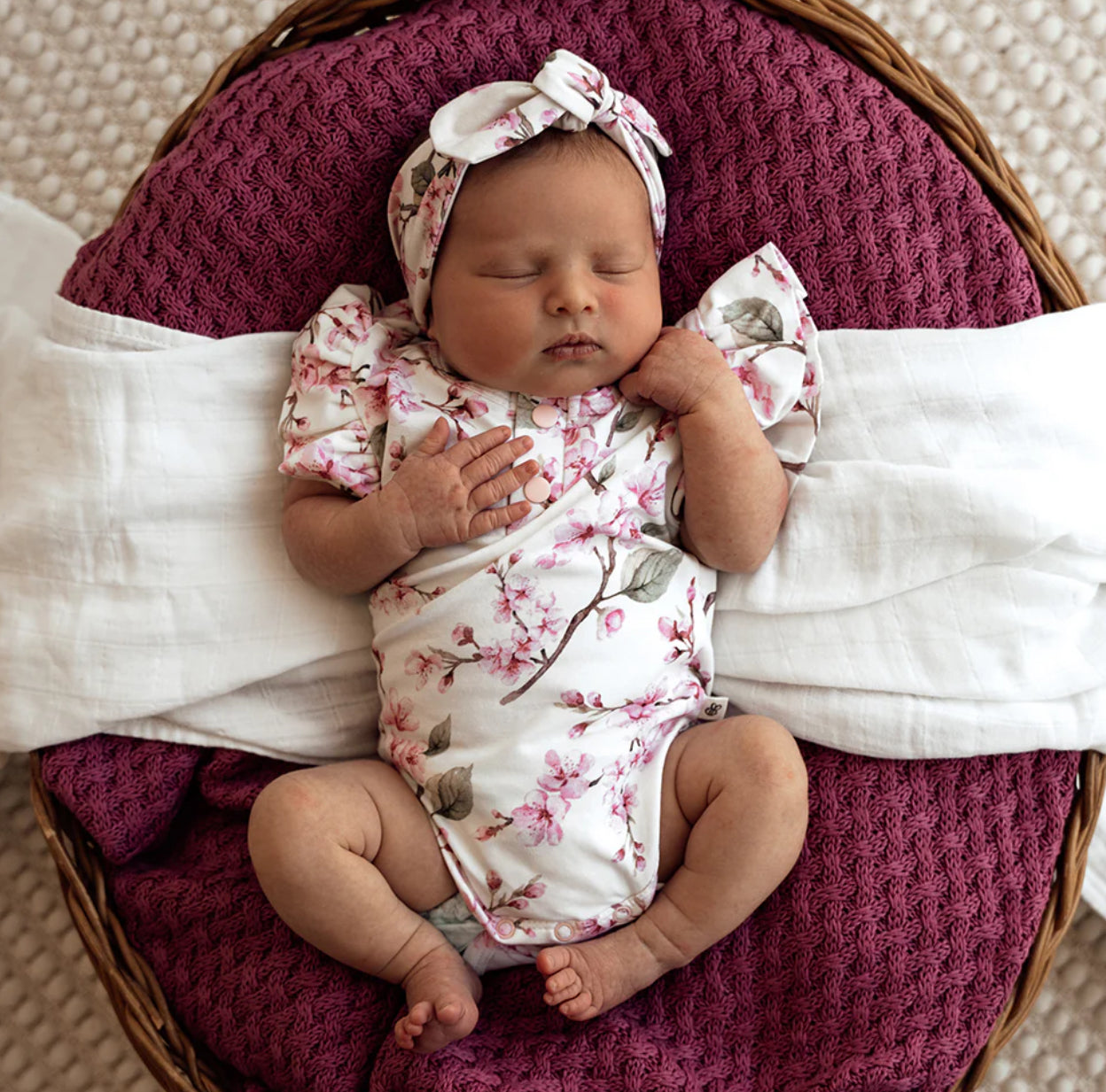 Short Sleeve Bodysuit - Cherry Blossom