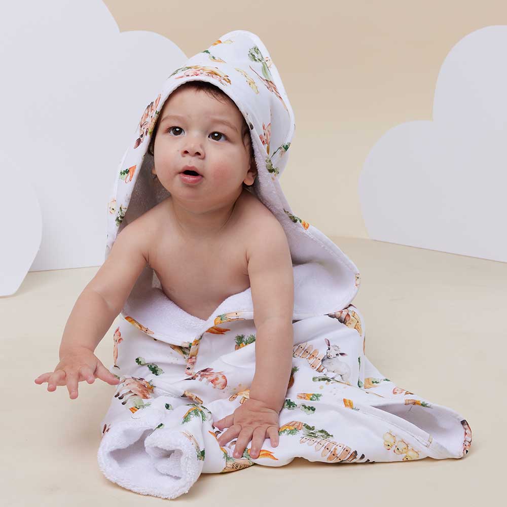 Organic Baby Hooded Towel - Farm