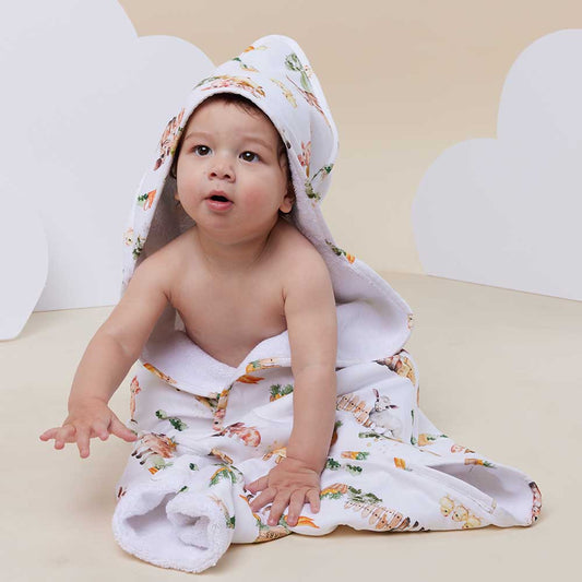 Organic Baby Hooded Towel - Farm
