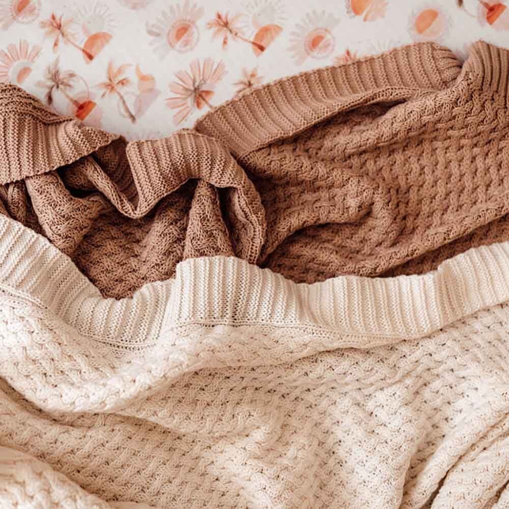 Snuggle Hunny Organic Diamond Knit Blanket- Hazenut