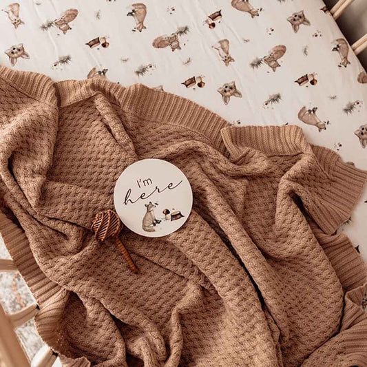 Snuggle Hunny Organic Diamond Knit Blanket- Hazenut