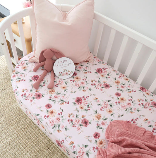 Fitted Cot Sheet - Birds & Blooms